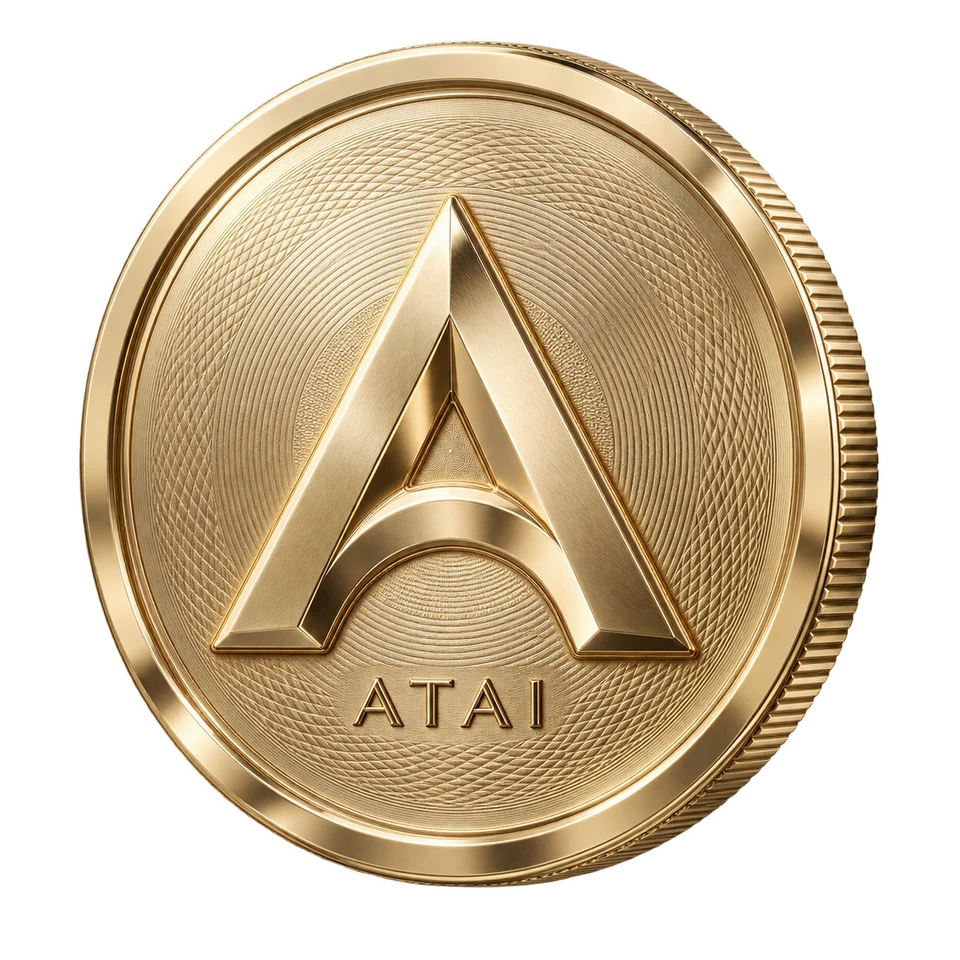 ATAI Coin with an embossed monogram and finely engraved gold finish
